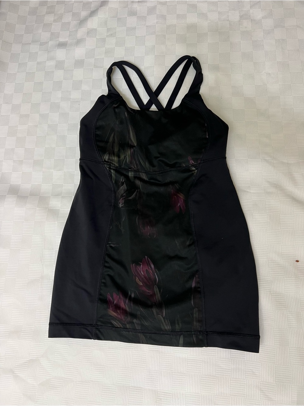 lululemon athletica Black Tank Top with Subtle Floral Print - Picture 2 of 3